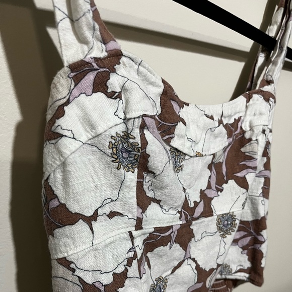 Linen Blend Corset Style Crop Top - Picture 3 of 6